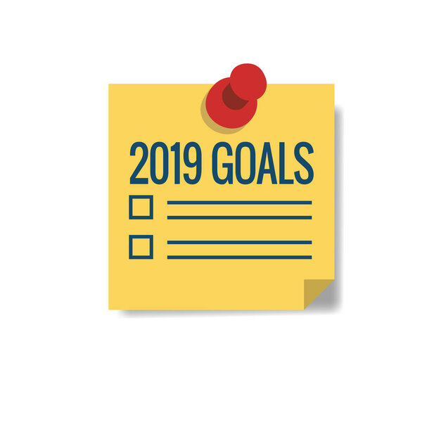 2019 Goals Vector graphic with year 2019 and artistically styled images