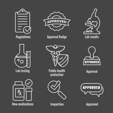 Uyuşturucu testi ve emanet Icon Set vektör grafiği w kenarları yuvarlatılmış