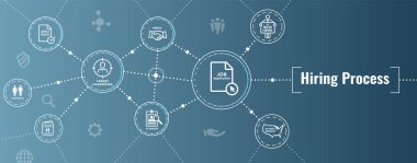 W Web Header Banner yeni çalışan işe alma süreci Icon set