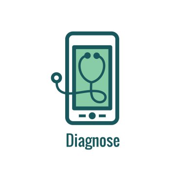 Teletıp soyut fikir - uzaktan sağlık ve yazılım gösteren simgeler