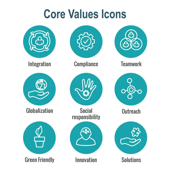 Core Values Outline Line Icon Conveying Integrity Purpose — Stock Vector