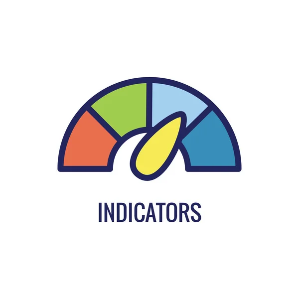 Kpi Kennzahlen Symbol Mit Verschiedenen Farben — Stockvektor