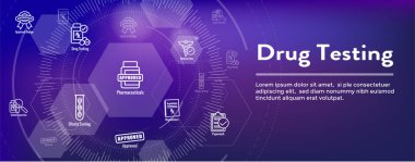 Simge seti ile test ve işlem Web Header Banner ilaç