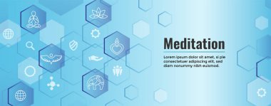 Zen meditasyon Mandala tasarım sembolü konsepti ile girdap Yoga bezemeler Web Header Banner