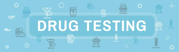 Drug Testing Process Web Header Banner Icon Set — Stock Vector