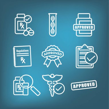 Uyuşturucu testi ve emanet Icon Set vektör grafiği w kenarları yuvarlatılmış