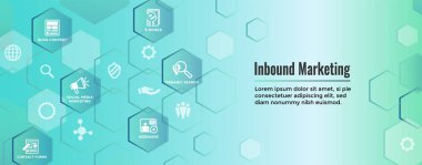 Dijital gelen pazarlama Web Banner w vektör simgeler Cta, büyüme, Seo, vb