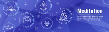 Zen meditasyon Mandala tasarım sembolü konsepti ile girdap Yoga bezemeler Web Header Banner