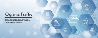 Arama ve Seo Web başlık kahraman resim Banner ile organik büyüme, arama ve yerellik fikirler simgesi ayarla