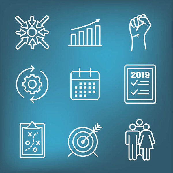 2019 SMART Goals Vector graphic w various Smart goal keywords