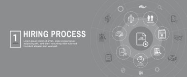 W Web Header Banner yeni çalışan işe alma süreci Icon set