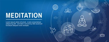 Zen meditasyon Mandala tasarım sembolü konsepti ile girdap Yoga bezemeler Web Header Banner