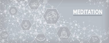 Zen meditasyon Mandala tasarım sembolü konsepti ile girdap Yoga bezemeler Web Header Banner