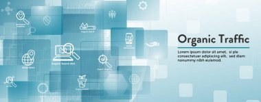 Arama ve Seo Web başlık kahraman resim Banner ile organik büyüme, arama ve yerellik fikirler simgesi ayarla