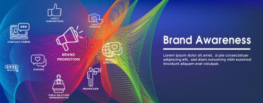 Halkla İlişkiler Web Header Banner ve Icon Set w marka bilinci, strateji ve promosyon