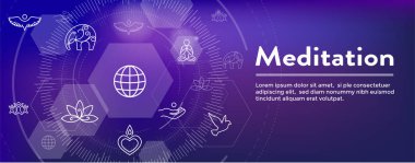 Zen meditasyon Mandala tasarım sembolü konsepti ile girdap Yoga bezemeler Web Header Banner