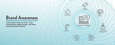 Halkla İlişkiler Web Header Banner ve Icon Set w marka bilinci, strateji ve promosyon