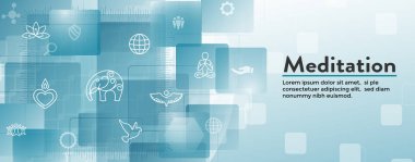 Zen meditasyon Mandala tasarım sembolü konsepti ile girdap Yoga bezemeler Web Header Banner