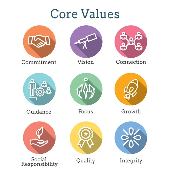 Core Values Outline Line Icon Conveying Integrity Purpose — Stock Vector