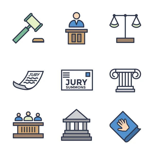 Правовая Юридическая Икона Иконами Судьи Присяжных Судей — стоковый вектор
