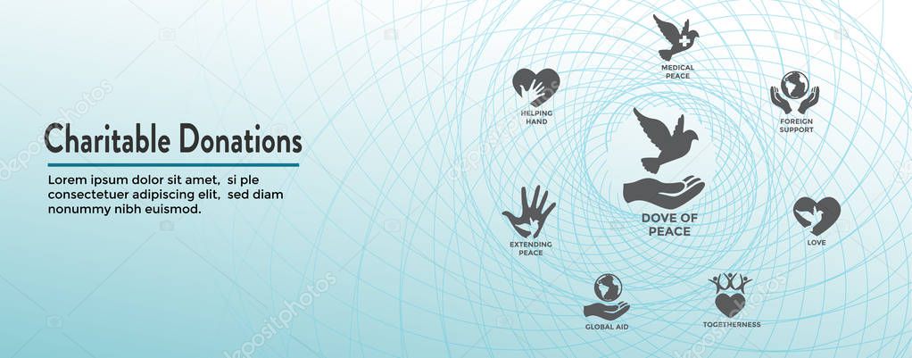 Charitable Giving and Donations Header Banner and Icon set