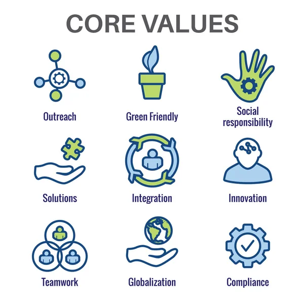 Core Values Outline Line Icon Conveying Integrity Purpose — Stock Vector