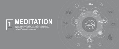 Zen meditasyon Mandala tasarım sembolü konsepti ile girdap Yoga bezemeler Web Header Banner