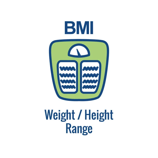 Bmi Body Mass Index Ikon Bild Glimtarna Vikt Balans — Stock vektor