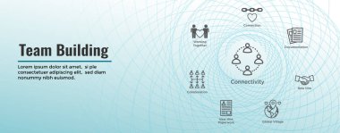 Bağlantı Web Header Banner - beraberlik, Connectnedness ve işbirliği Icon Set