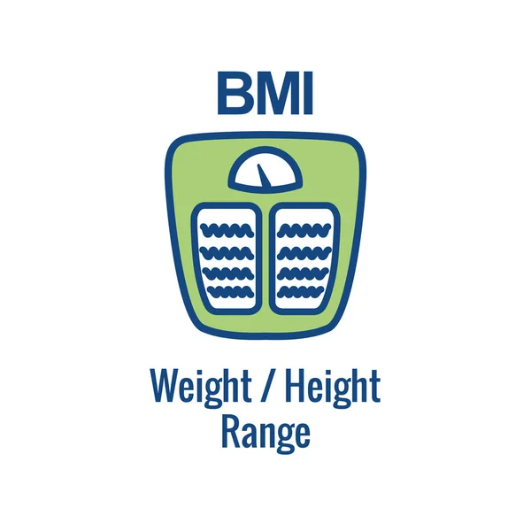 Bmi Indice Massa Corporea Icona Con Immagine Raffigurante Equilibrio Peso — Vettoriale Stock