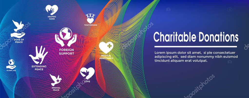 Charitable Giving and Donations Header Banner and Icon set