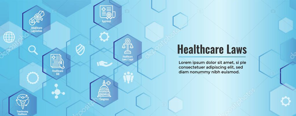 Health Laws and Legal icon set | various aspects of the legal system