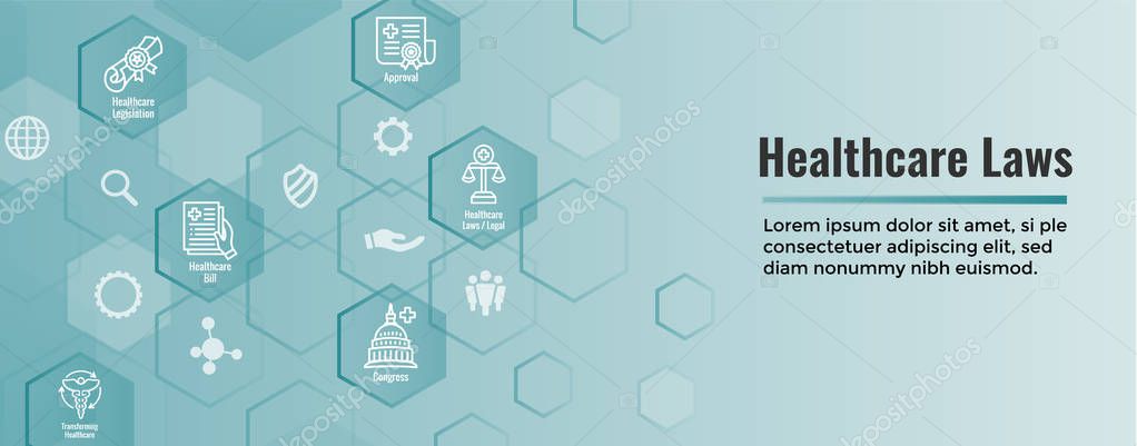 Health Laws and Legal icon set | various aspects of the legal system