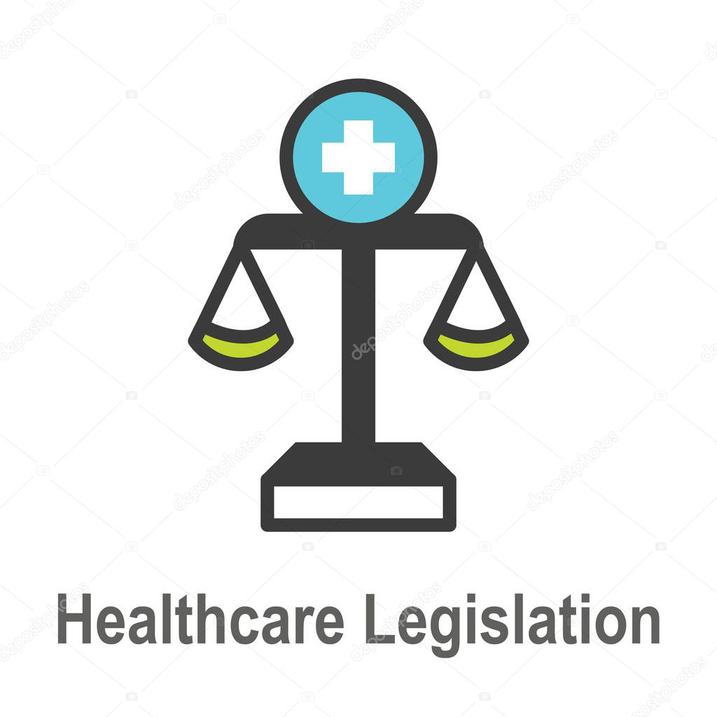 Health Laws and Legal icon set | various aspects of the legal system
