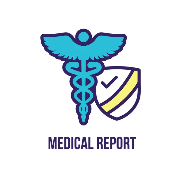 医療レポート概要 フラット ベクトル アイコン モバイル アプリケーションやボタンのデザインをラインします モバイル アプリのベクター デザインのロゴ — ストックベクタ
