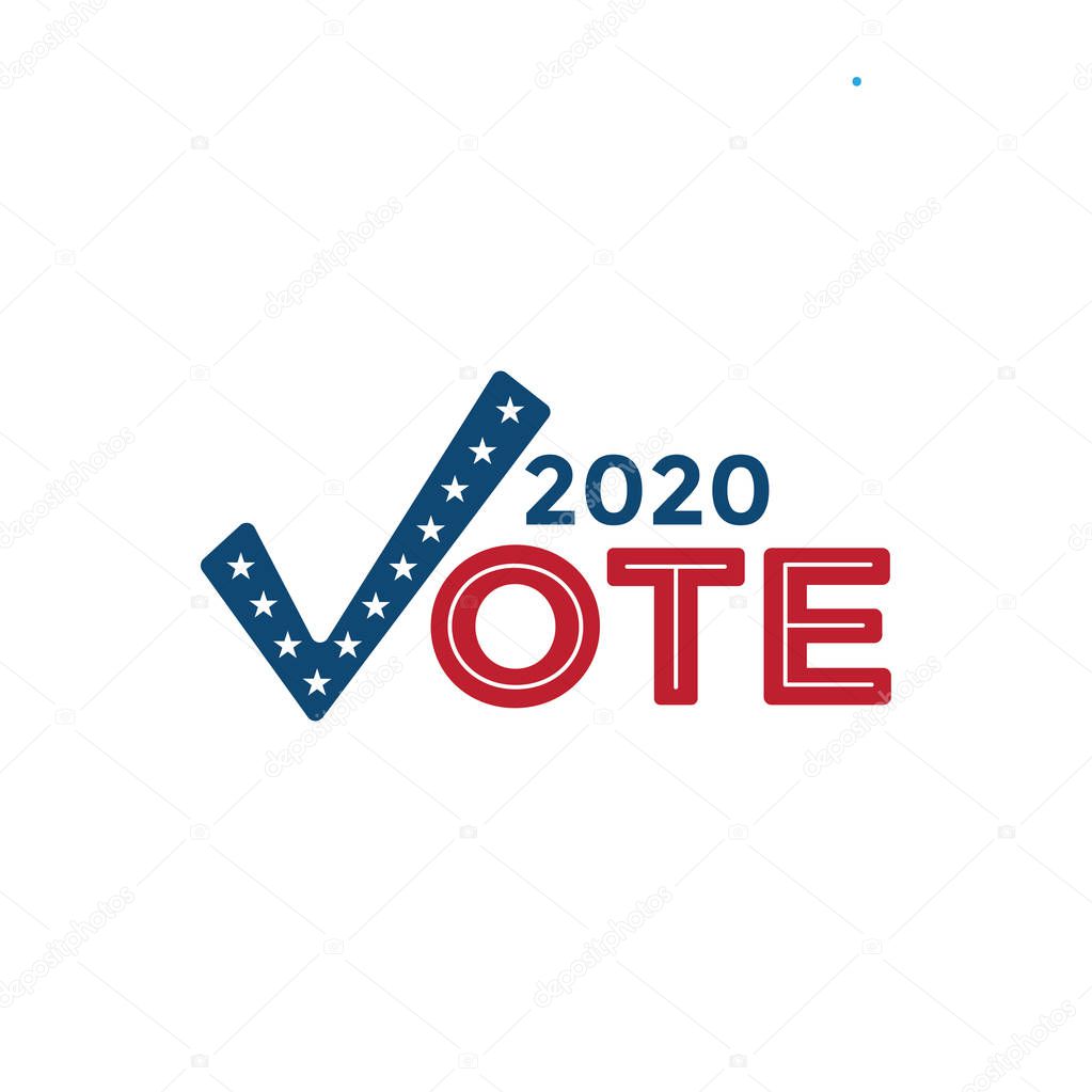 Voting 2020 Icon w Vote, Government, and Patriotic Symbolism and Colors