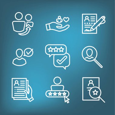 Tavsiye iş başvurusu Icon Set öneriler ve performans değerlendirmesi, vb