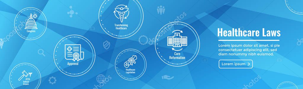 Health Laws and Legal icon set | various aspects of the legal system