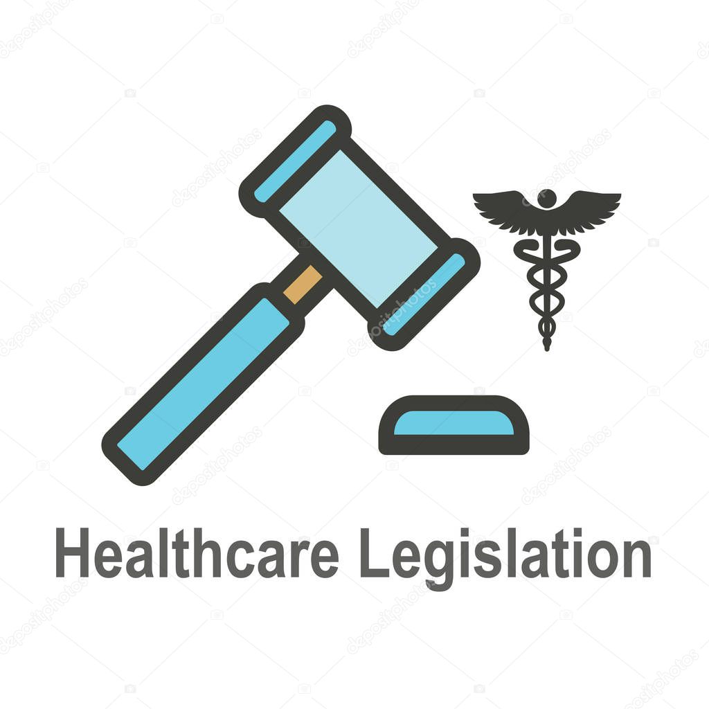 Health Laws and Legal icon set | various aspects of the legal system