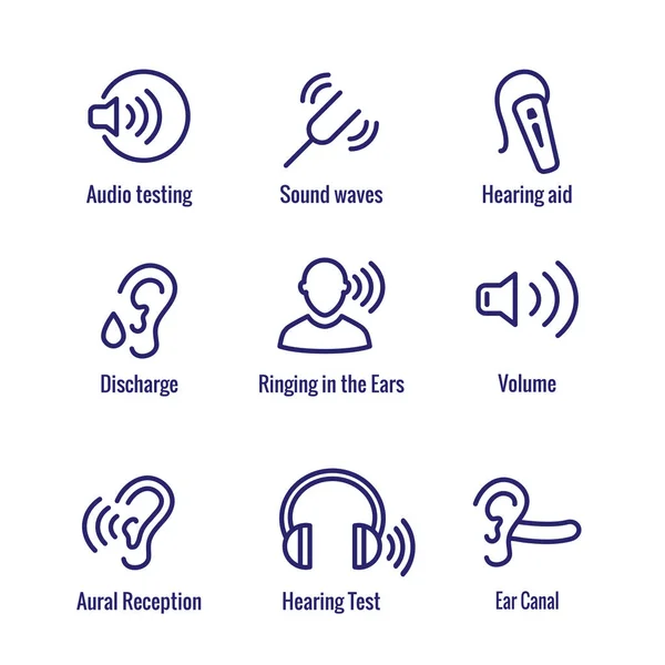 Hallókészülék Veszteség Hanghullám Képek Szett — Stock Vector