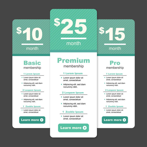 Premium Pricing and Membership Graphic w Different Options and P