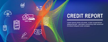 Kredi puanı Icon Set ve Web Header Banner - pasta grafik 