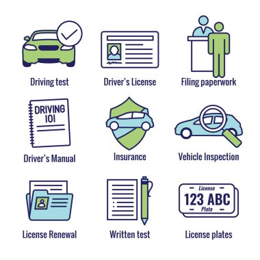 Sürücüleri testi ve lisans Icon Set ve - Web Header Banner
