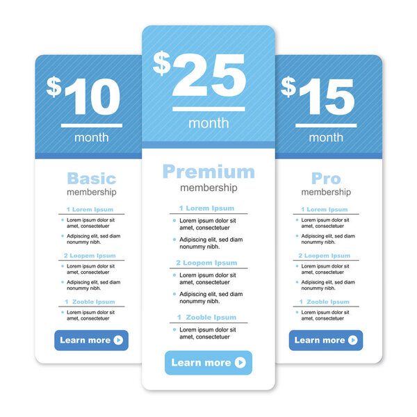 Premium Pricing and Membership Graphic w Different Options and P