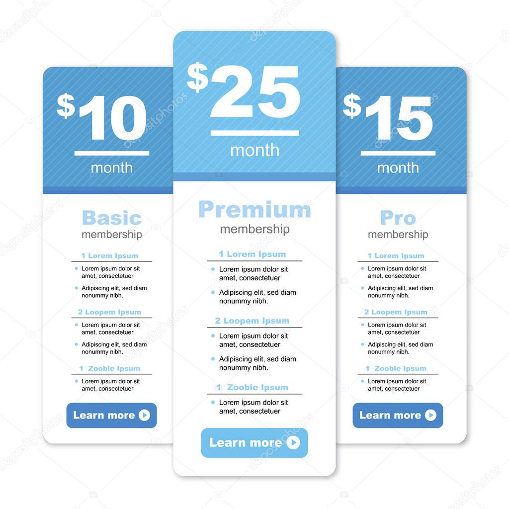 Premium Pricing and Membership Graphic w Different Options and P