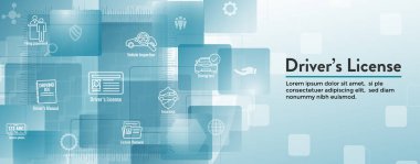 Sürücüleri testi ve lisans Icon Set ve - Web Header Banner