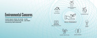Çevresel kaygılar simgeler web başlık banner yeşil enerji ile