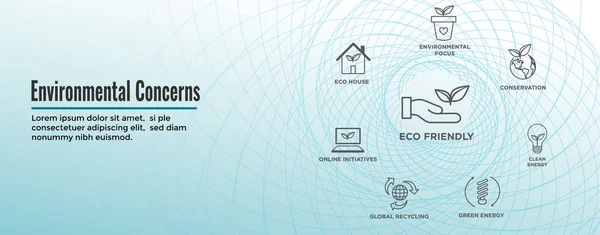 Preocupações ambientais ícones banner cabeçalho web com energia verde —  Vetores de Stock