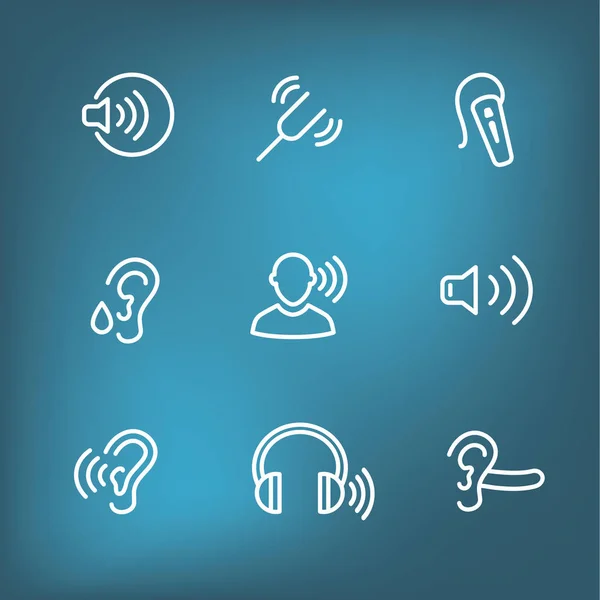 Hörgerät oder Verlust w Schallwellenbilder eingestellt — Stockvektor