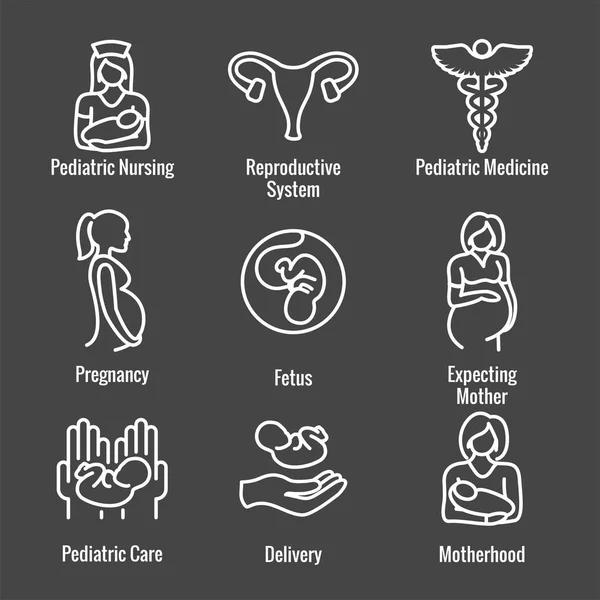 赤ちゃんの小児医学・妊娠関連アイコン — ストックベクタ